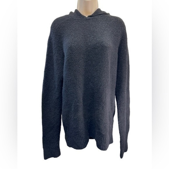 ATM BLACK Wool Yak Blend fuzzy soft cozy pullover hooded sweater - Picture 1 of 5